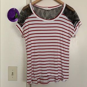Red and white striped tee
